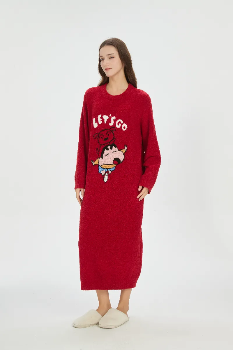 Red Soft Fleece Nightdress for Women Red Soft Fleece Nightdress for Women